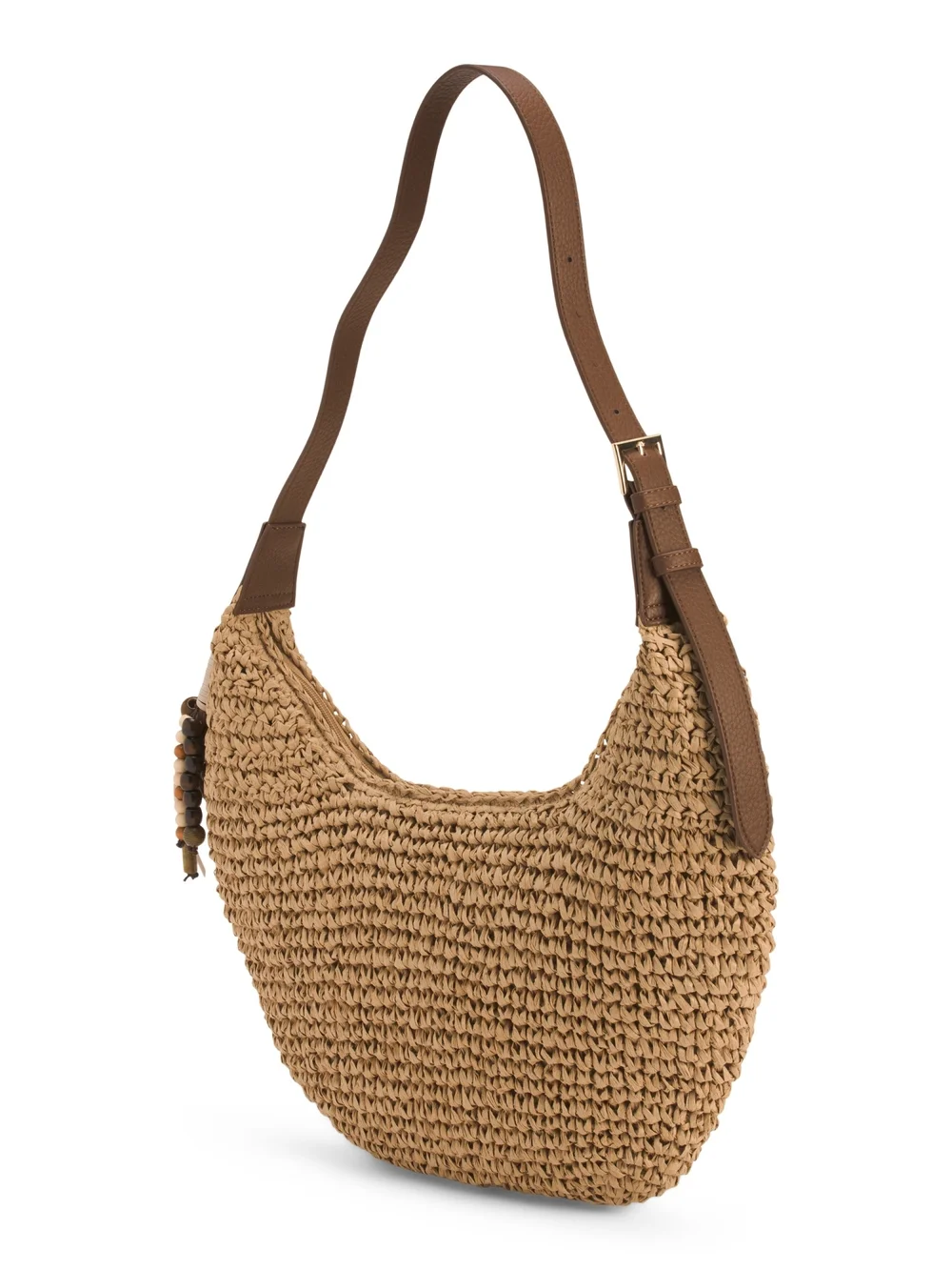 Rachel Zoe Tan Woven Hobo Bag with Brown Strap